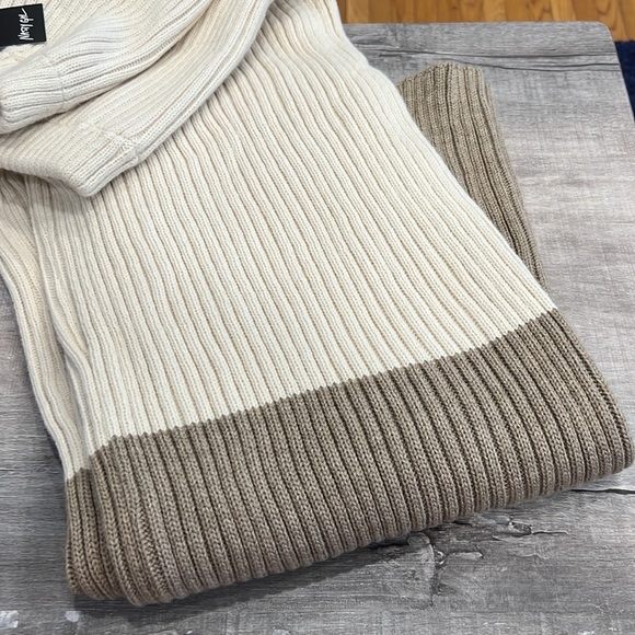 NWT. NASTY GAL COLLECTION L knitted stripe wide leg pants oatmeal color - Picture 3 of 5